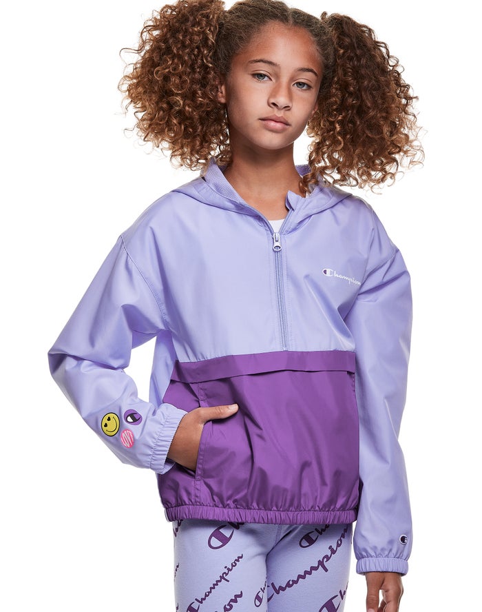 Champion Colorblock Windbreaker Smiley Face - Tytön VaaleanVioletit Takki - Suomi 4752631-XR